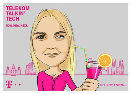 Digitaler Schnellzeichner Di Vino auf dem Mobile World Congress in Barcelona für die Telekom