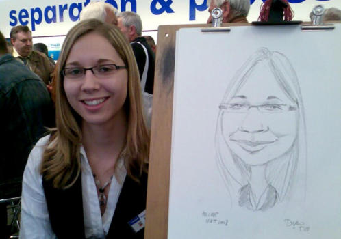 di-vino-karikaturist-mit-modell-portraet
