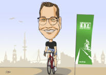 Schnellzeichner Di Vino am Stand von B.O.C bei den EuroEyes Cyclassics in Hamburg